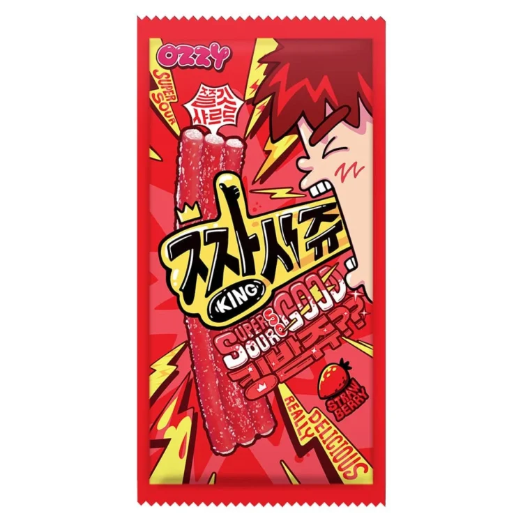 SUPER SOUR JELLY STRAWS STRAWBERRY 45GM